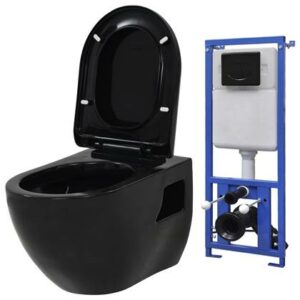 Hangend toilet Zwart Keramiek van vidaXL