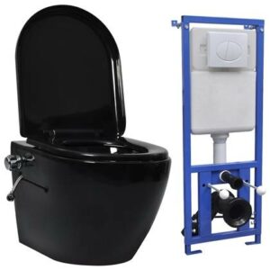 Hangend toilet Zwart Keramiek van vidaXL