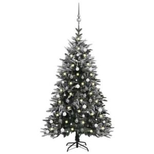 Verlichte kerstboom Grijs Staal van vidaXL