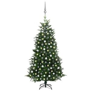 Verlichte kerstboom Grijs Staal van vidaXL