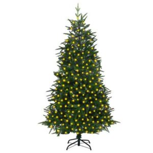 Verlichte kerstboom Groen Staal van vidaXL