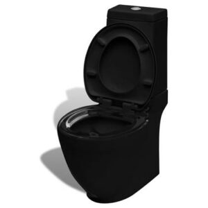 Vrijstaand toilet Zwart Keramiek van vidaXL