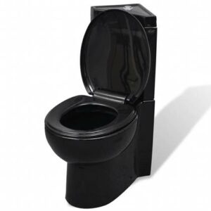 Vrijstaand toilet Zwart Keramiek van vidaXL